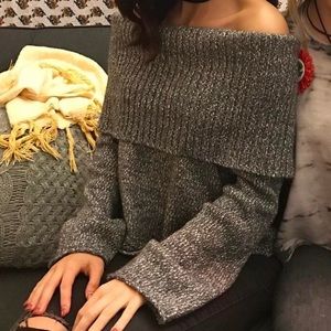 Gray off the shoulder sweater